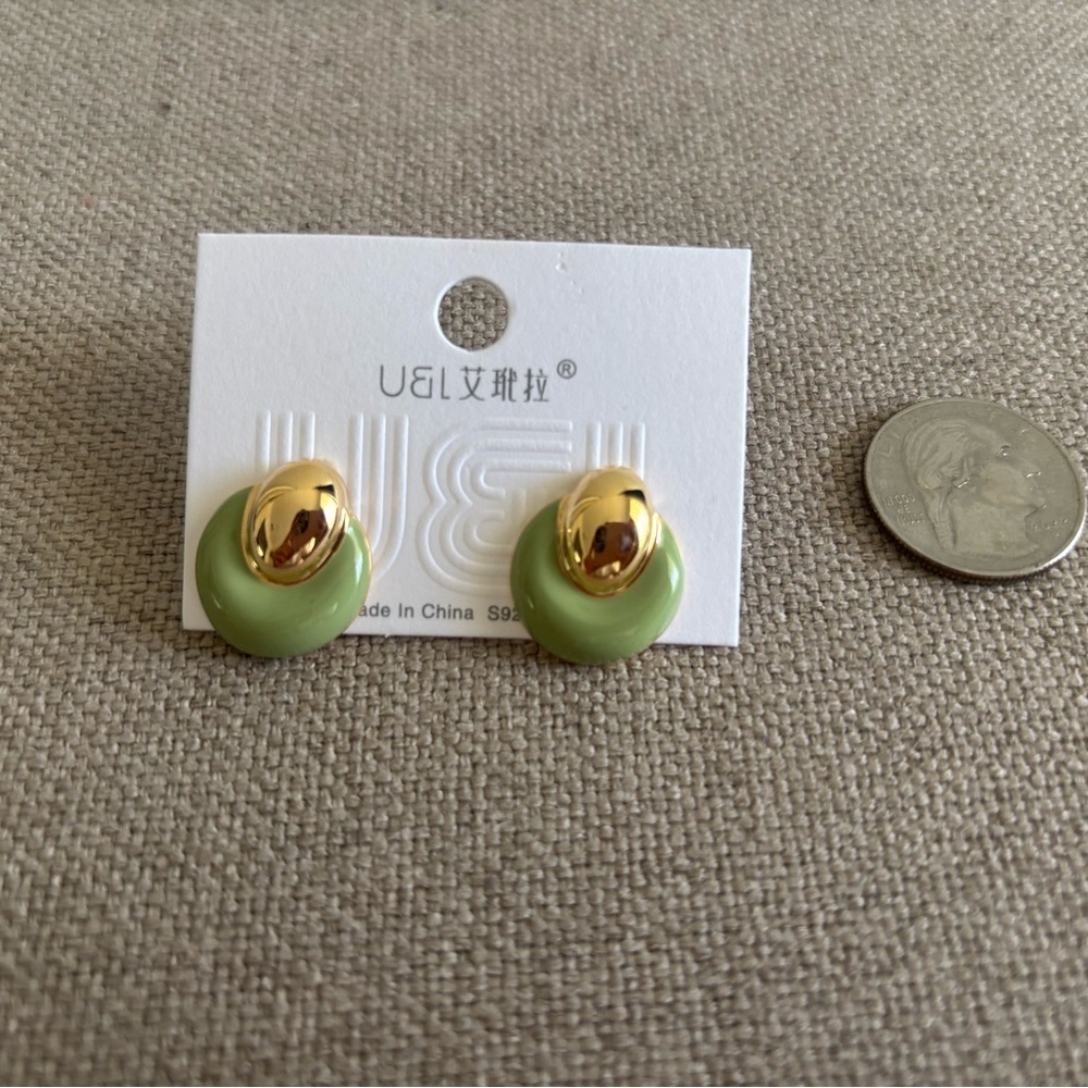 Gold and Green Earrings